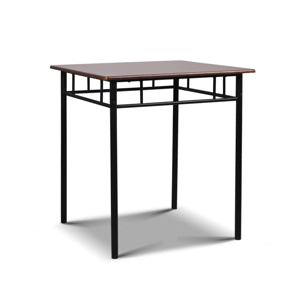 Metal Table and Chairs - Walnut & Black - Dining