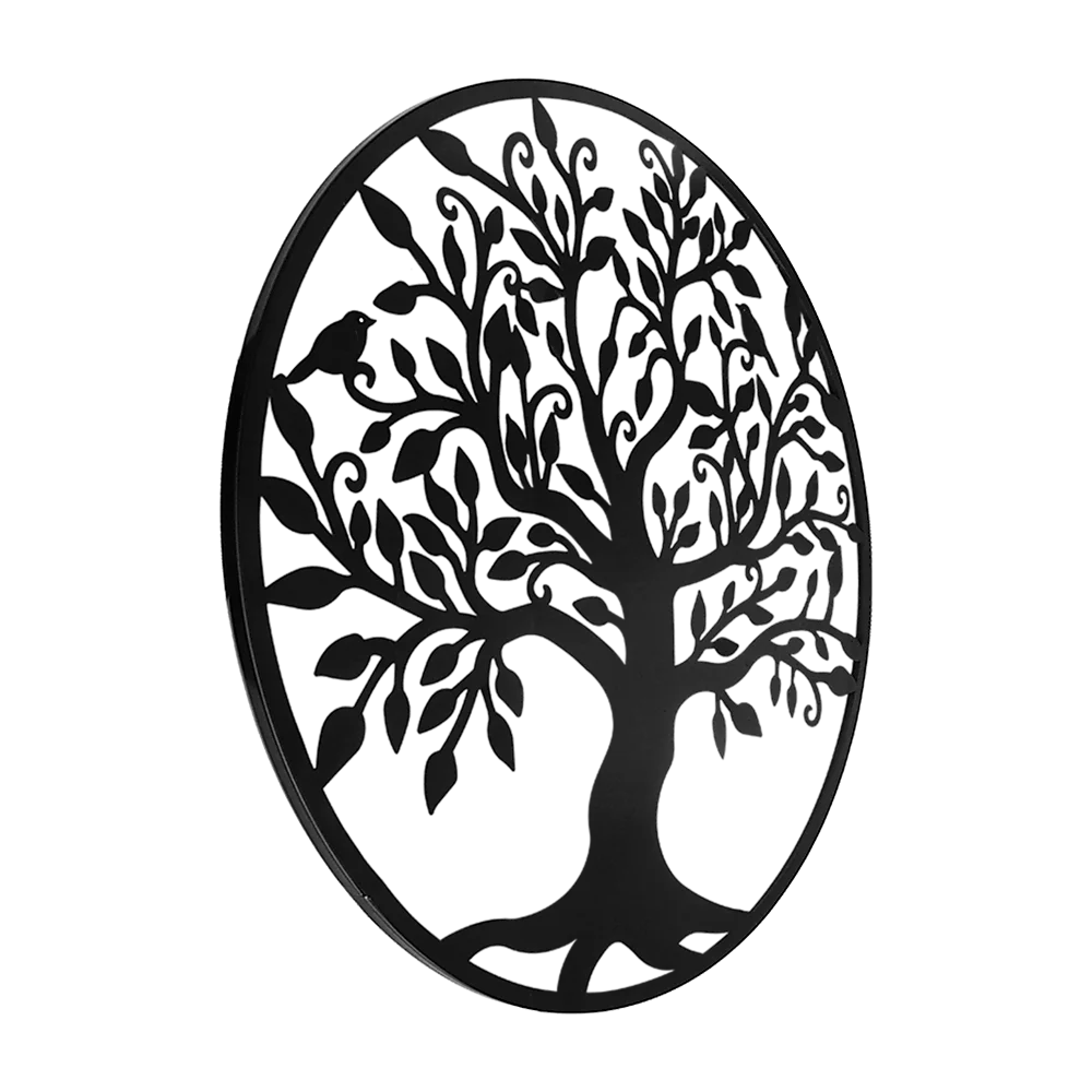 Metal Tree of Life Wall Art Hanging Sculpture - Black 99cm