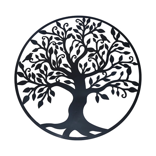 Metal Tree of Life Wall Art Hanging Sculpture - Black 99cm