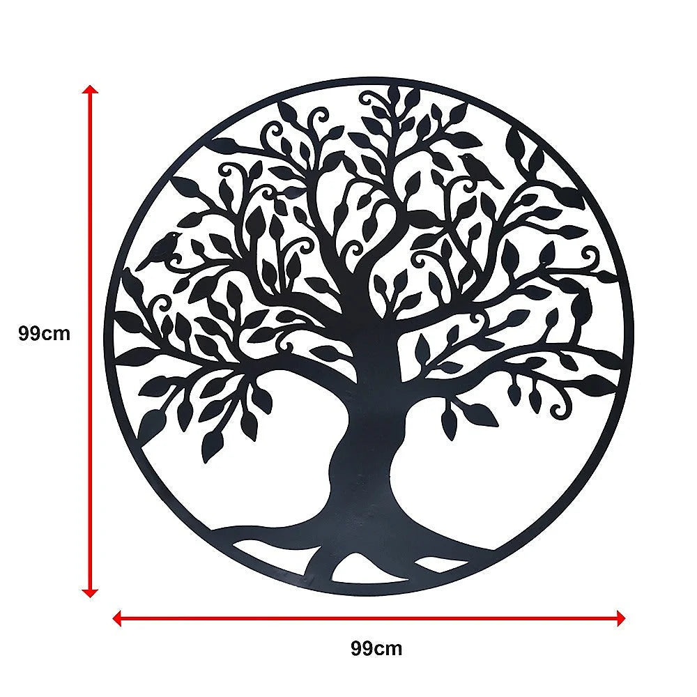 Metal Tree of Life Wall Art Hanging Sculpture - Black 99cm