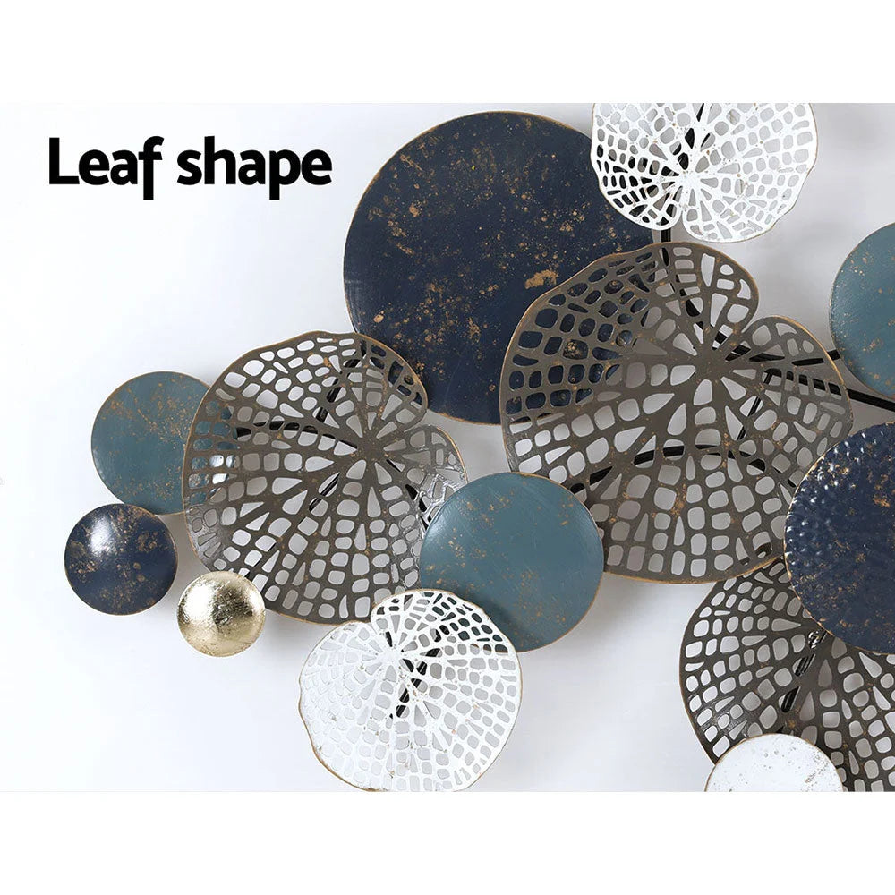 Blue metal 132cm wall art hanging with useful parts and product scale