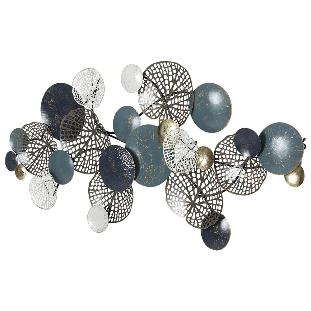 Metal Wall Art Hanging Sculpture 132CM Home Decor Leaf Circles