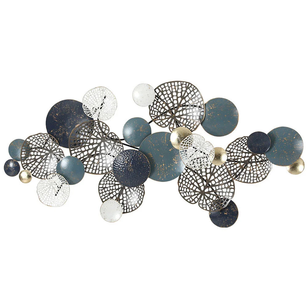 Metal Wall Art Hanging Sculpture 132CM Decor Leaf Circles