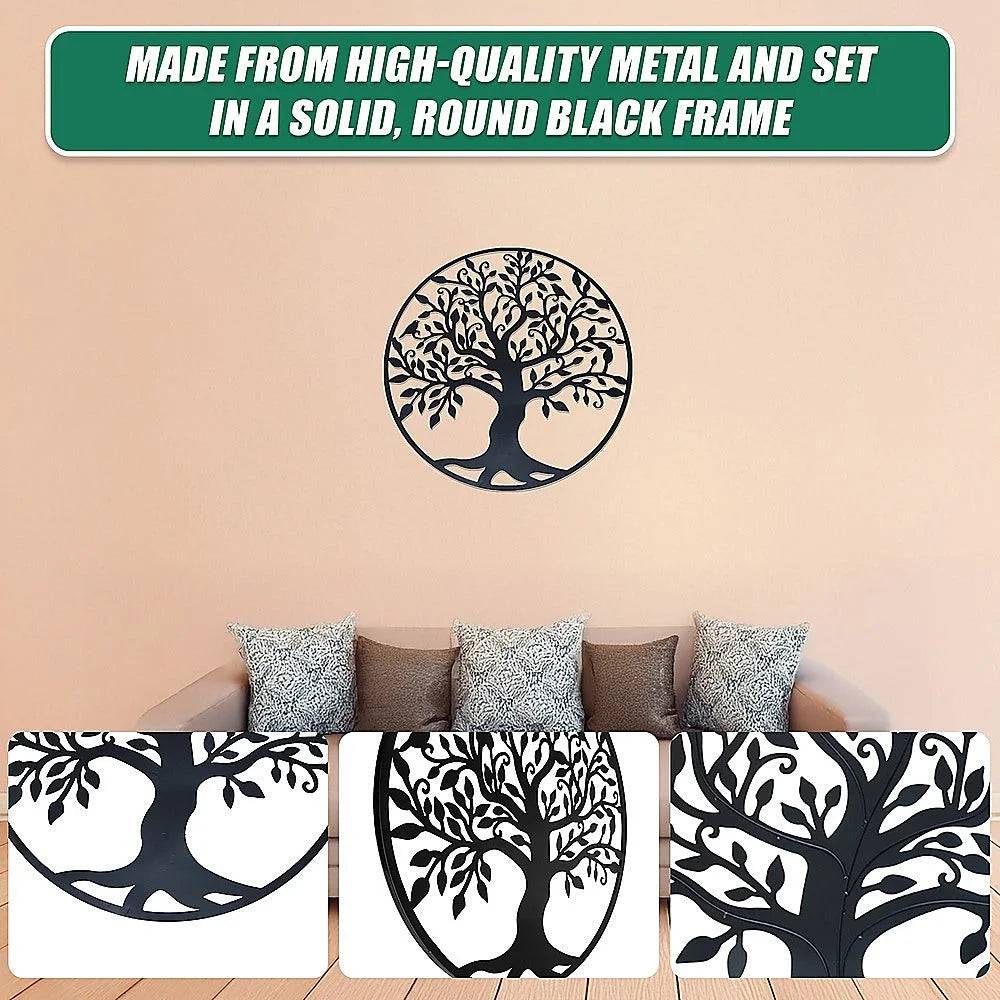 Black metal 60cm wall art hanging with surface detail shown