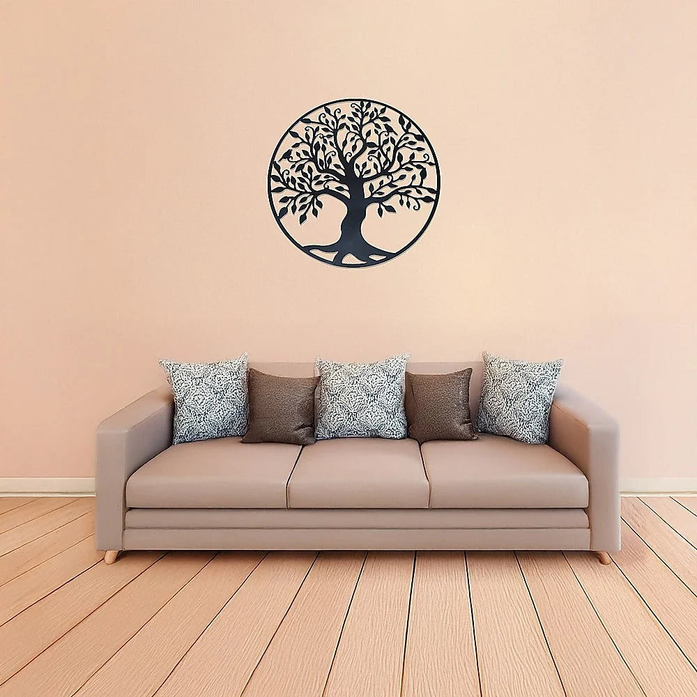 Black metal 60cm wall art hanging with side profile shown