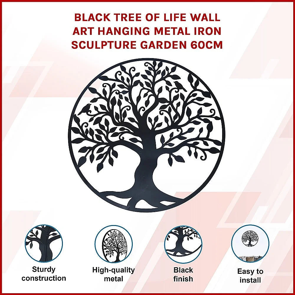 Black metal 60cm wall art hanging for household use