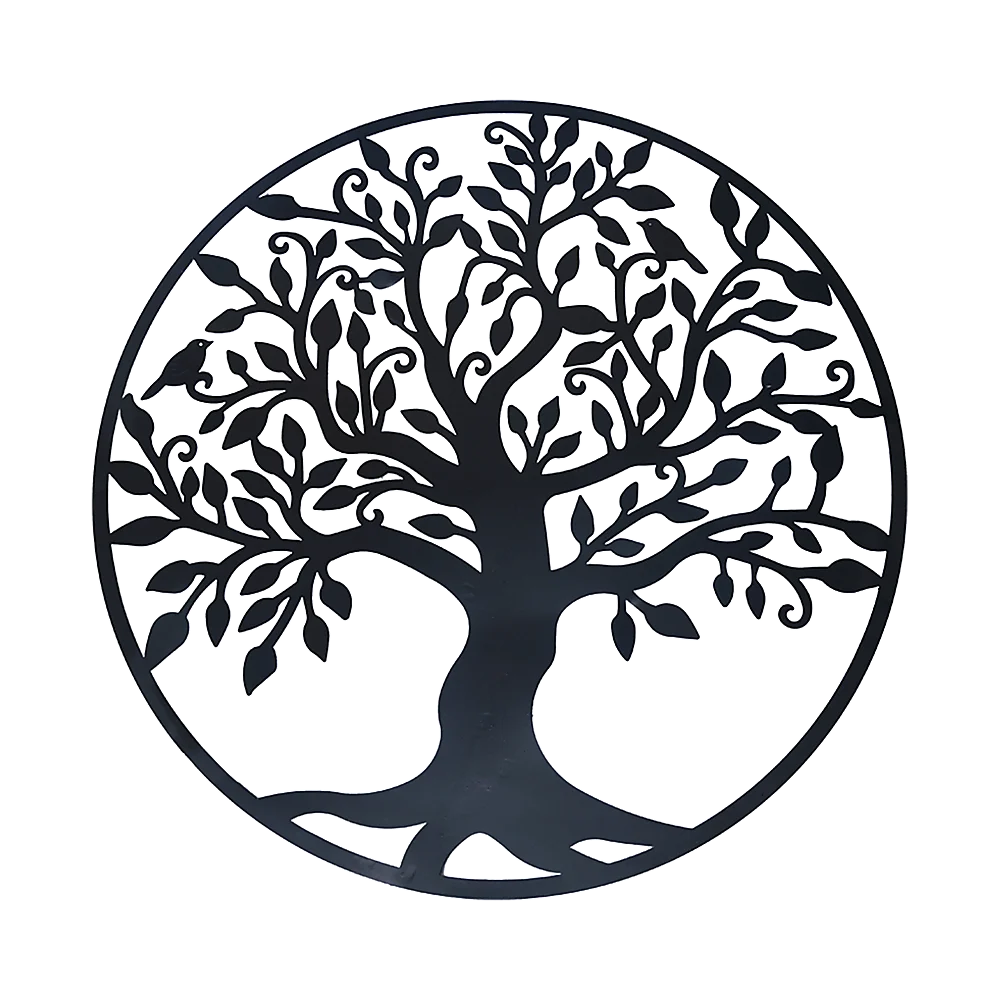 Black metal 60cm wall art hanging with sculpture tree life iron