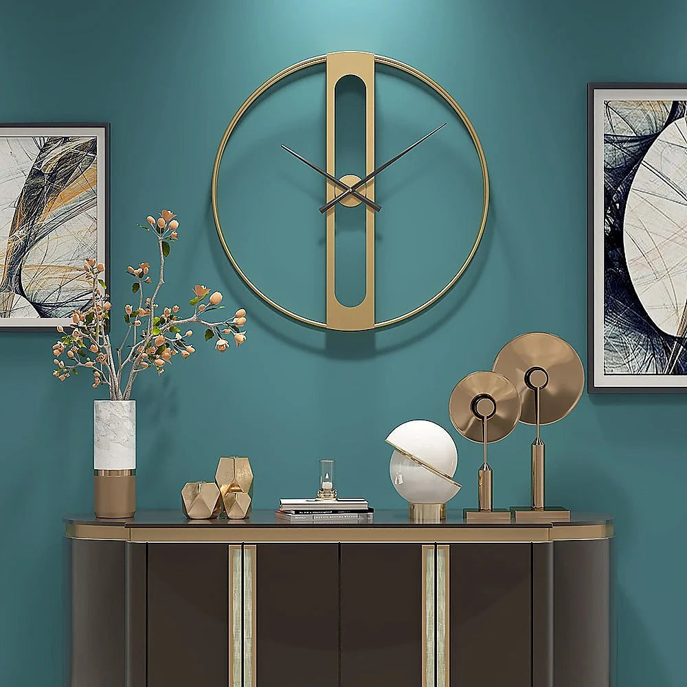 Metal Wall Clock Gold - Home & Garden