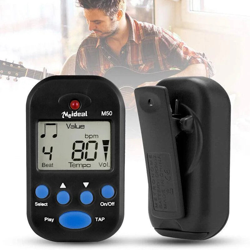 Metronome Digital Lcd Clip-On Mini Professional For Guitar