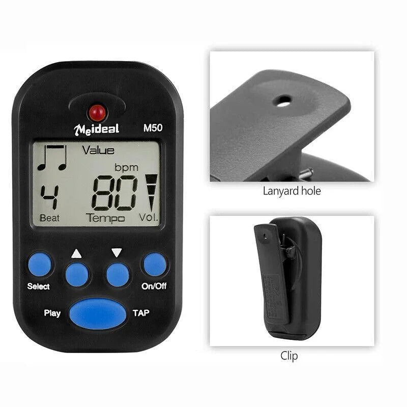 Metronome Digital Lcd Clip-On Mini Professional For Guitar