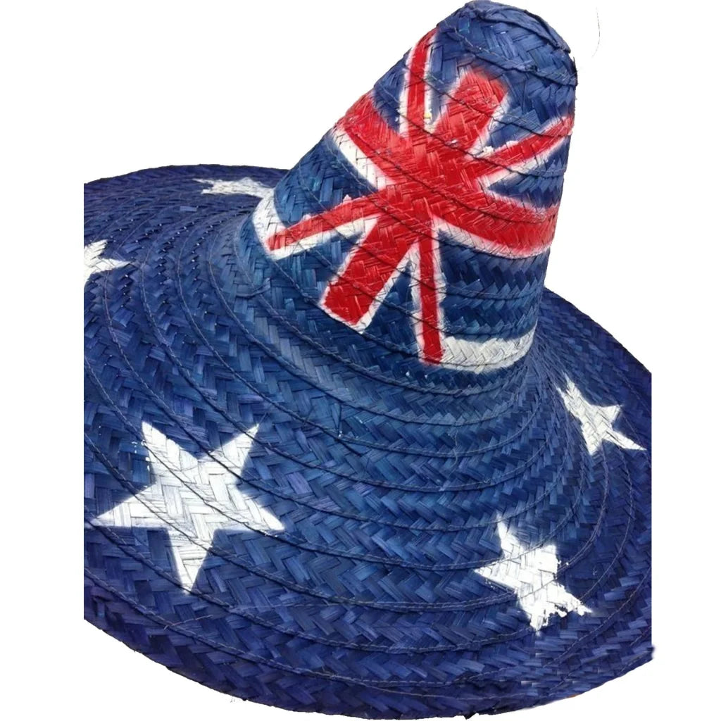 Mexican SOMBRERO Hat w Australian Aussie Flag Design Party