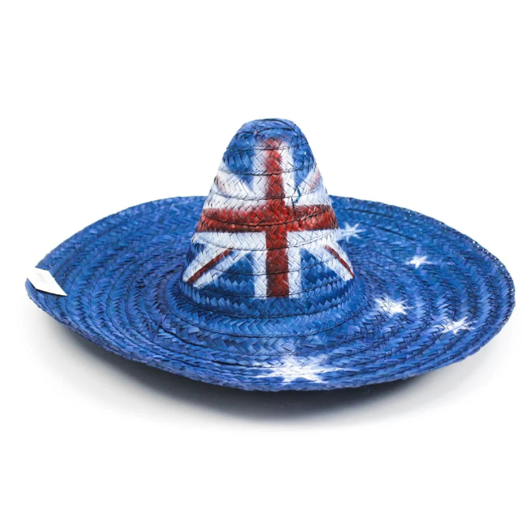 Mexican SOMBRERO Hat w Australian Aussie Flag Design Party