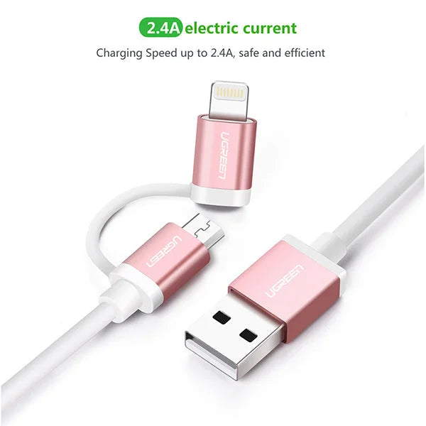 Micro-USB to USB Cable with MFI Certified iPhone Adapter 1M