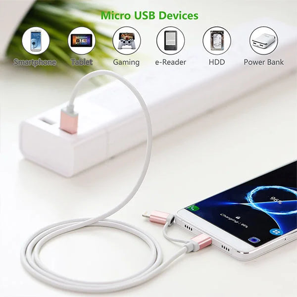 Micro-USB to USB Cable with MFI Certified iPhone Adapter 1M