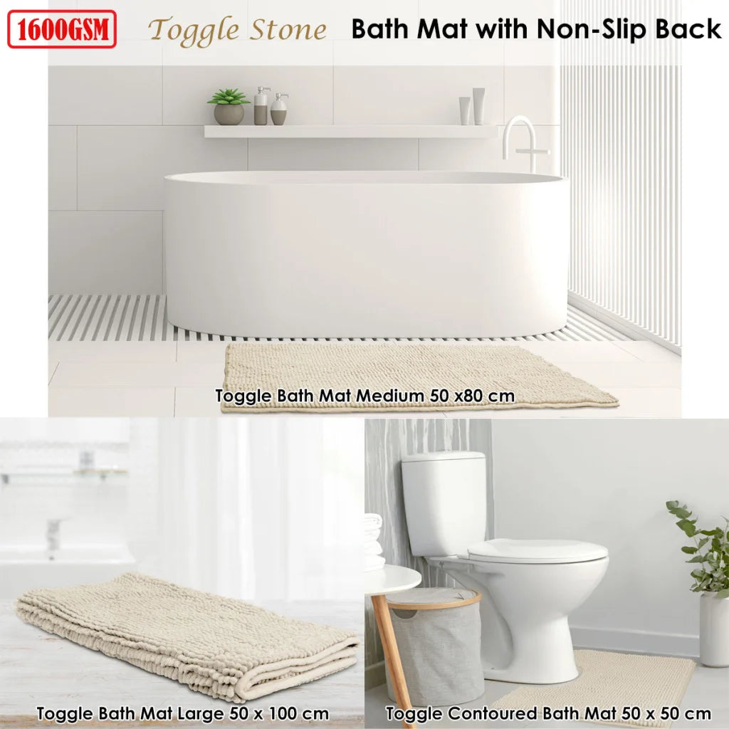 Microfiber Bath Mat Large Stone - Toggle - Home & Garden