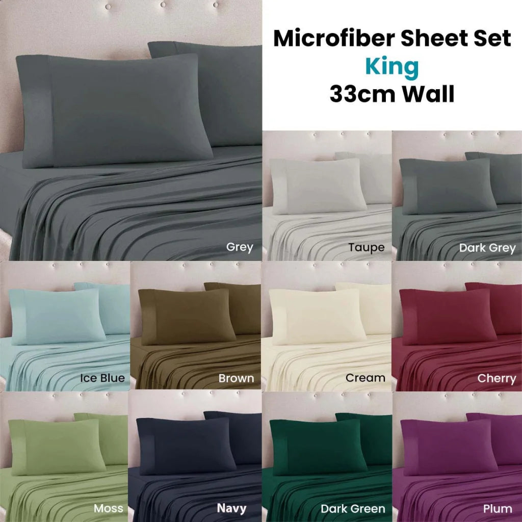 Microfiber Sheet Set Art Terrace - King 33cm Wall Cream