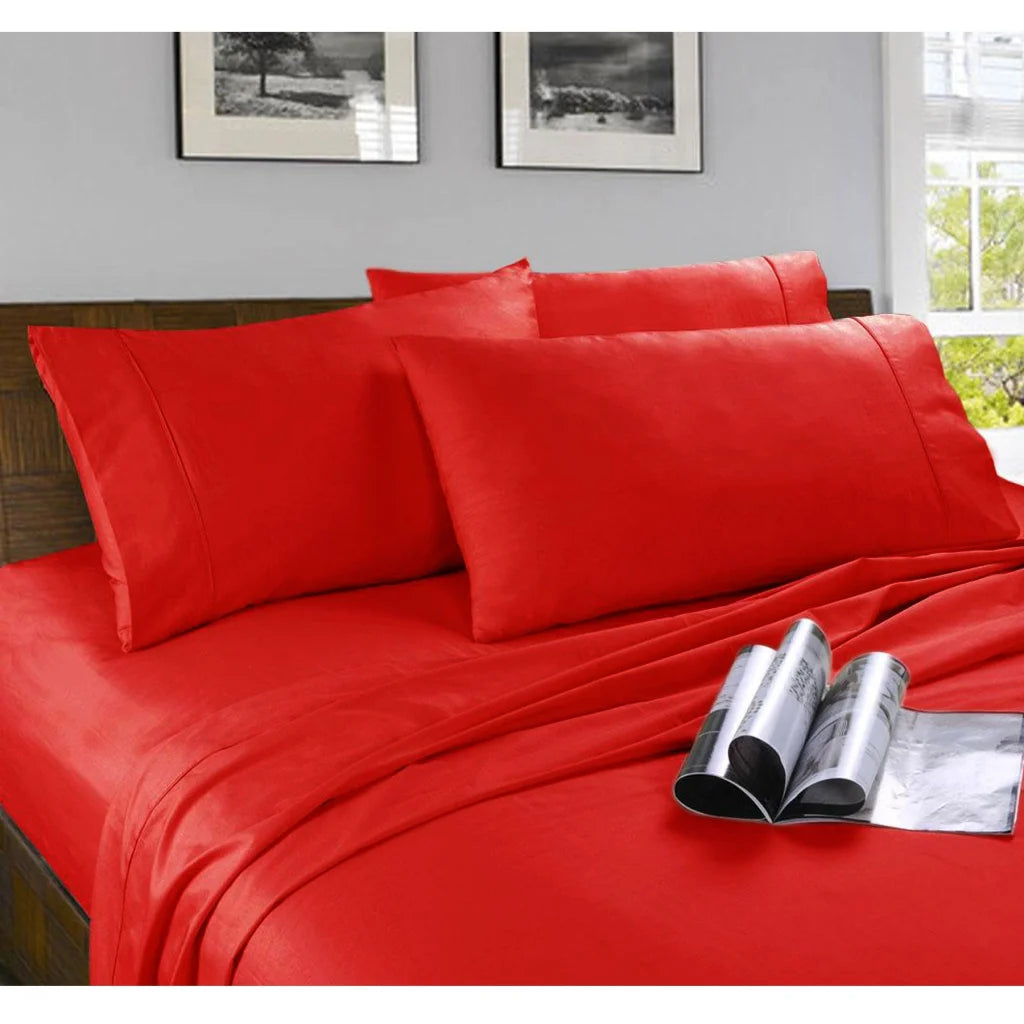 Microfibre Sheet Set Kingtex - Red Double - Home & Garden