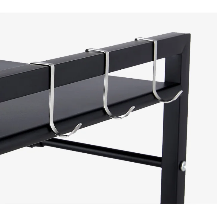 Microwave Oven Storage Shelf Adjustable Black - Appliances