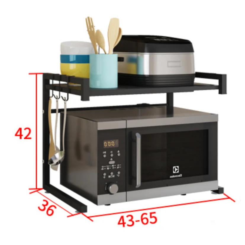 Microwave Oven Storage Shelf Adjustable Black - Appliances