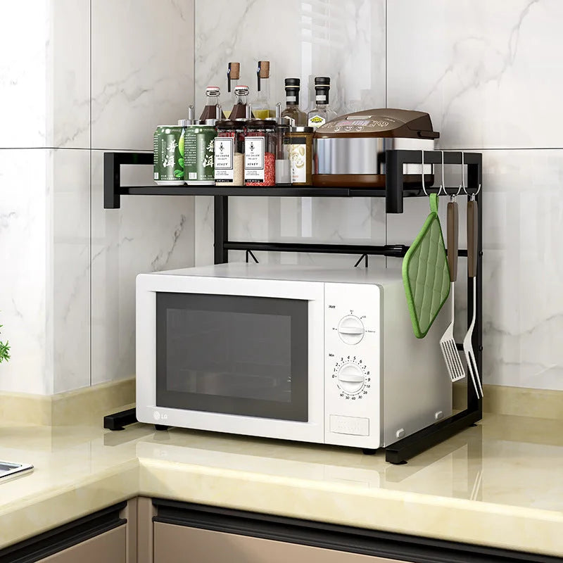 Microwave Oven Storage Shelf Adjustable Black - Appliances