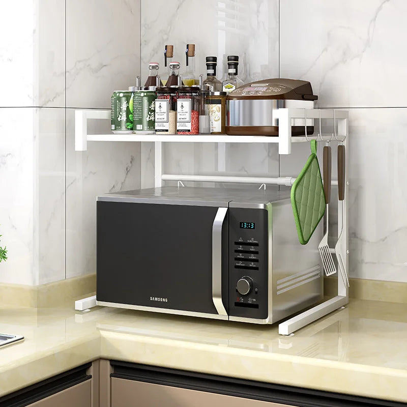 Microwave Oven Storage Shelf Adjustable White - Appliances