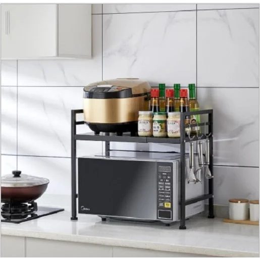 Microwave Shelf Adjustable Width & Height Black - Furniture