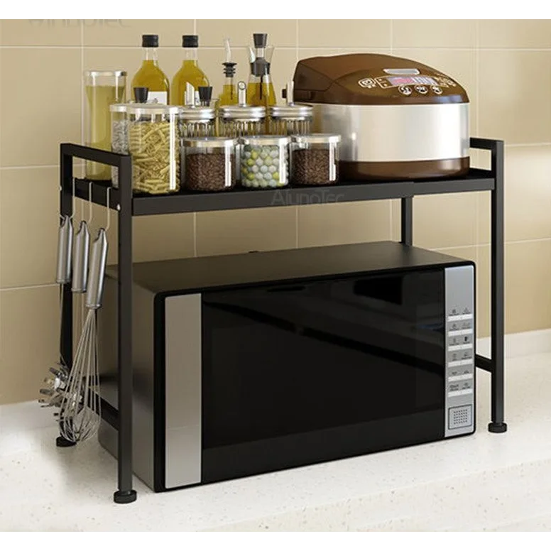 Microwave Shelf Adjustable Width & Height Black - Furniture