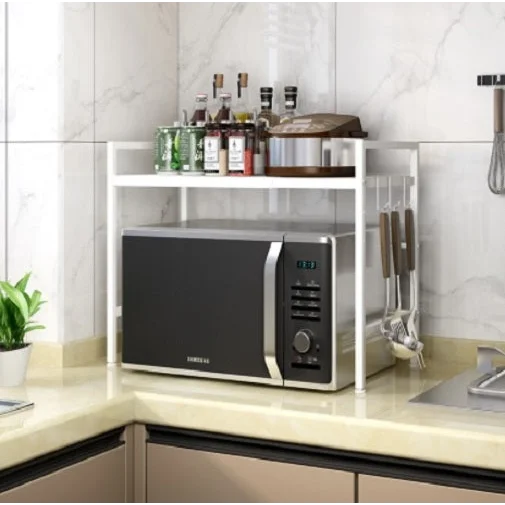 Microwave Shelf Adjustable Width & Height White - Furniture