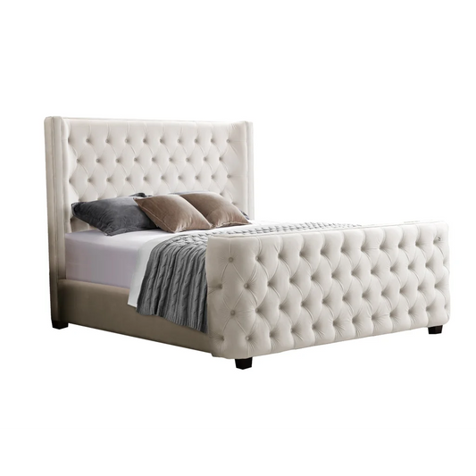 Milan Cream Velvet Tufted Headboard and End board Bed Frame