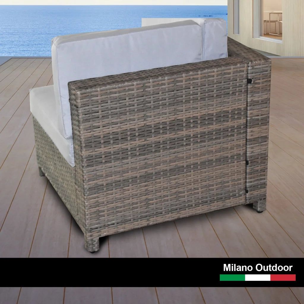 Milano Decor 5 Piece Outdoor Sofa Set Rattan Oatmeal Black