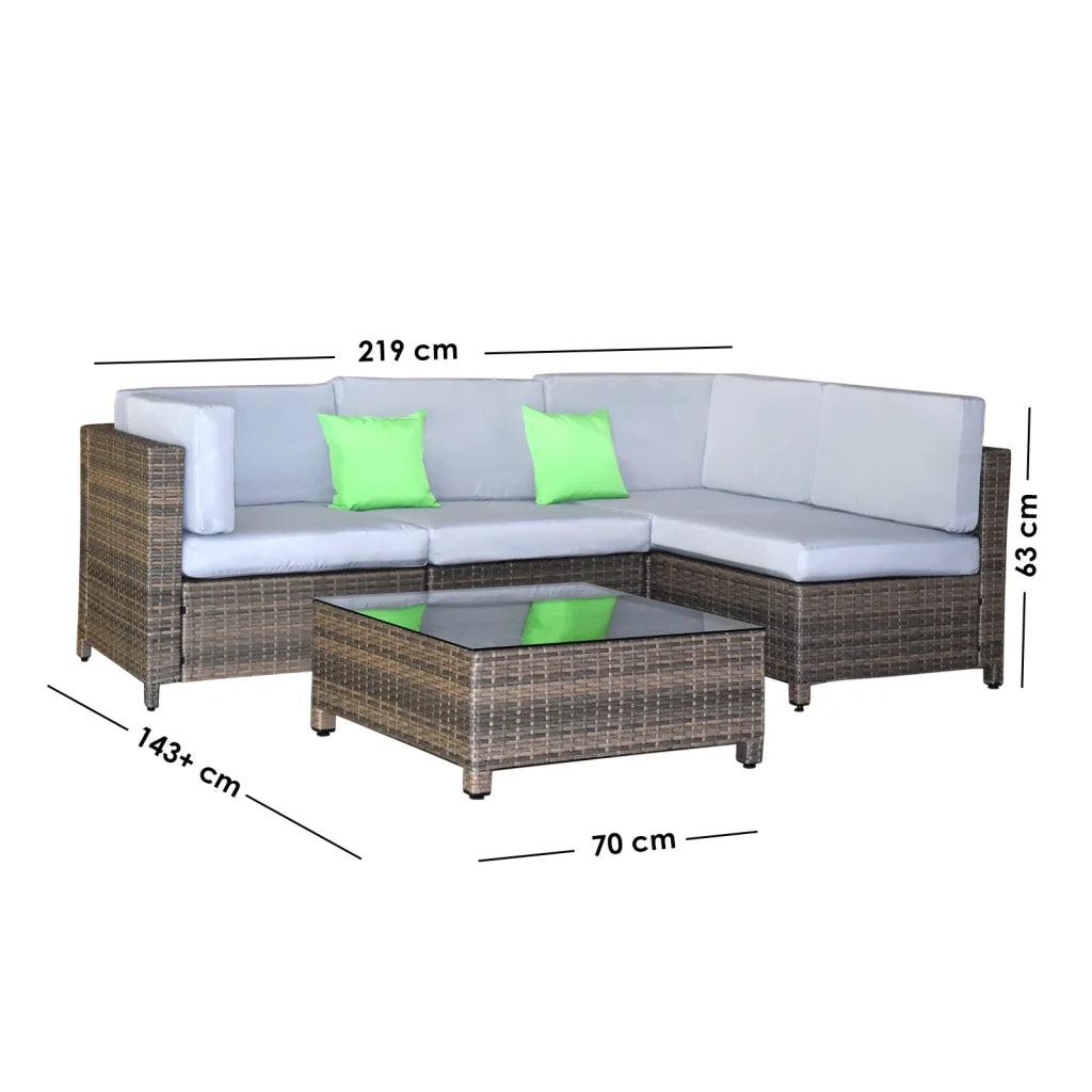 Milano Decor 5 Piece Outdoor Sofa Set Rattan Oatmeal Black