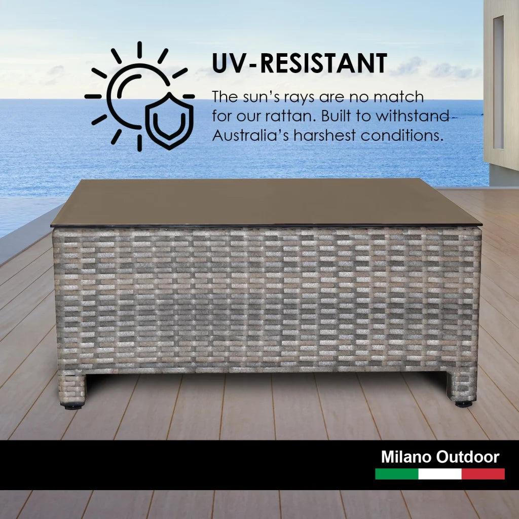 Milano Decor 5 Piece Outdoor Sofa Set Rattan Oatmeal Black