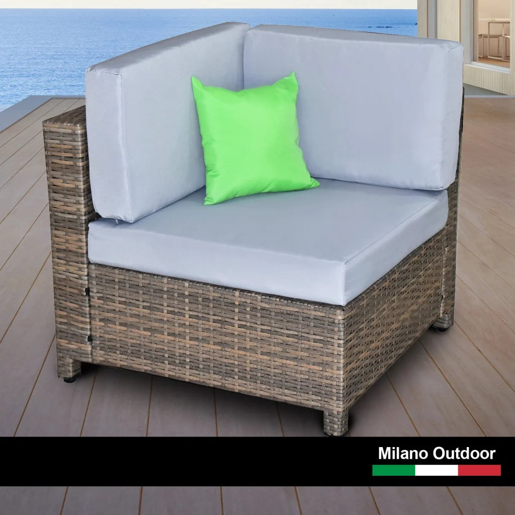 Milano Decor 5 Piece Outdoor Sofa Set Rattan Oatmeal Black