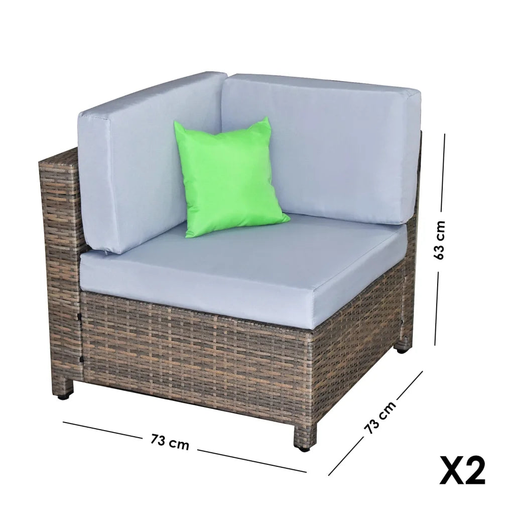 Milano Decor 5 Piece Outdoor Sofa Set Rattan Oatmeal Black