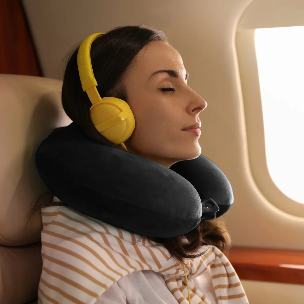 Milano Decor Memory Foam Travel Neck Pillow with Clip