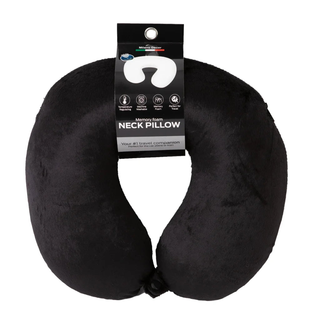 Milano Decor Memory Foam Travel Neck Pillow with Clip