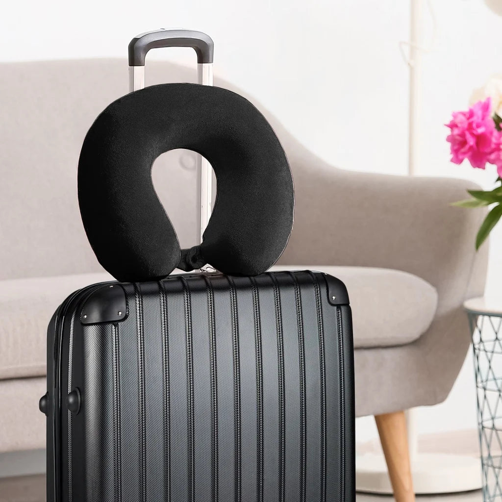 Milano Decor Memory Foam Travel Neck Pillow with Clip