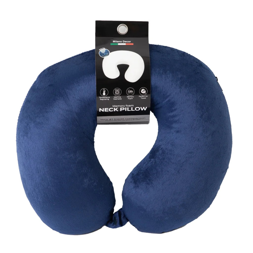 Milano Decor Memory Foam Travel Neck Pillow with Clip