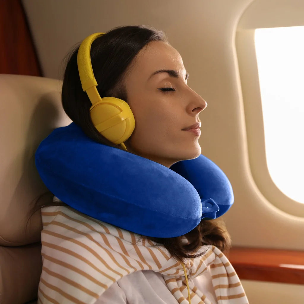 Milano Decor Memory Foam Travel Neck Pillow with Clip
