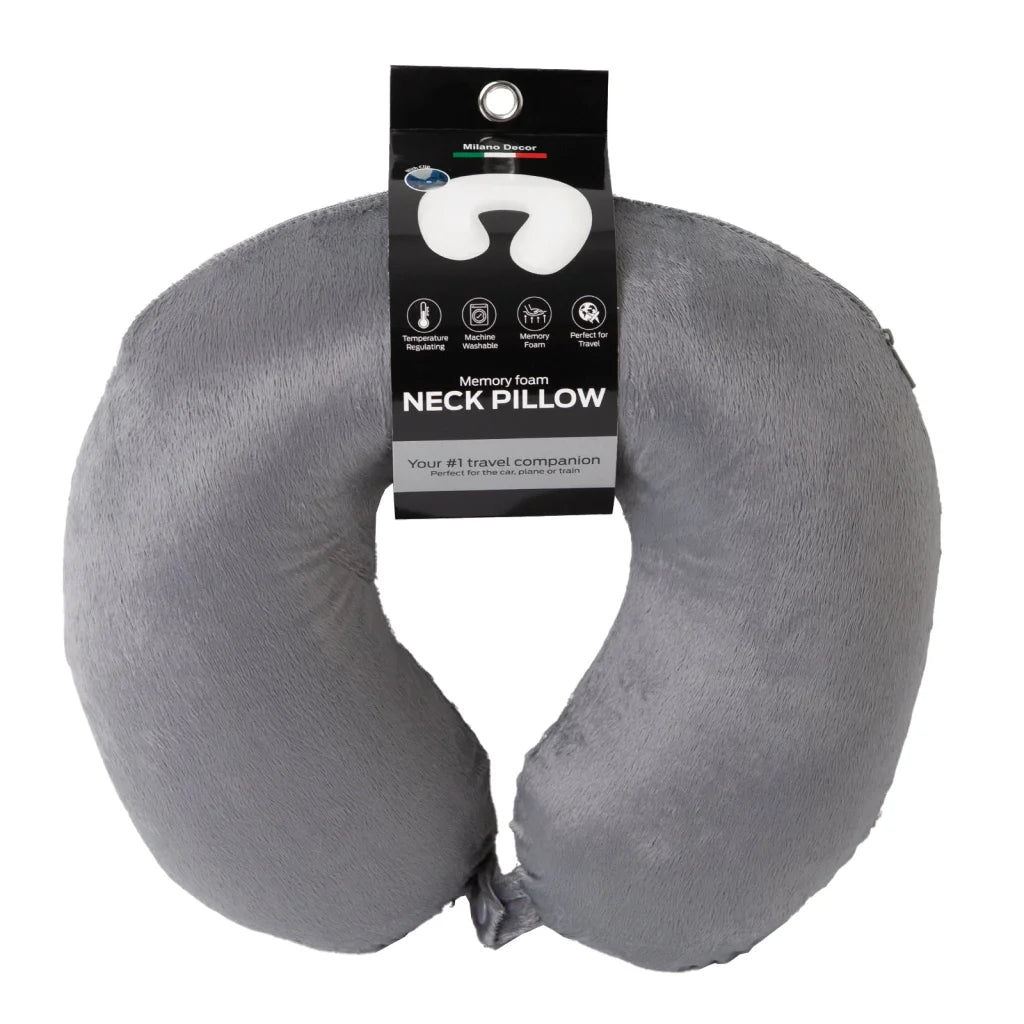 Milano Decor Memory Foam Travel Neck Pillow with Clip