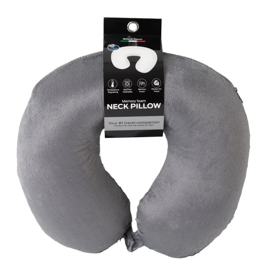 Milano Decor Memory Foam Travel Neck Pillow with Clip
