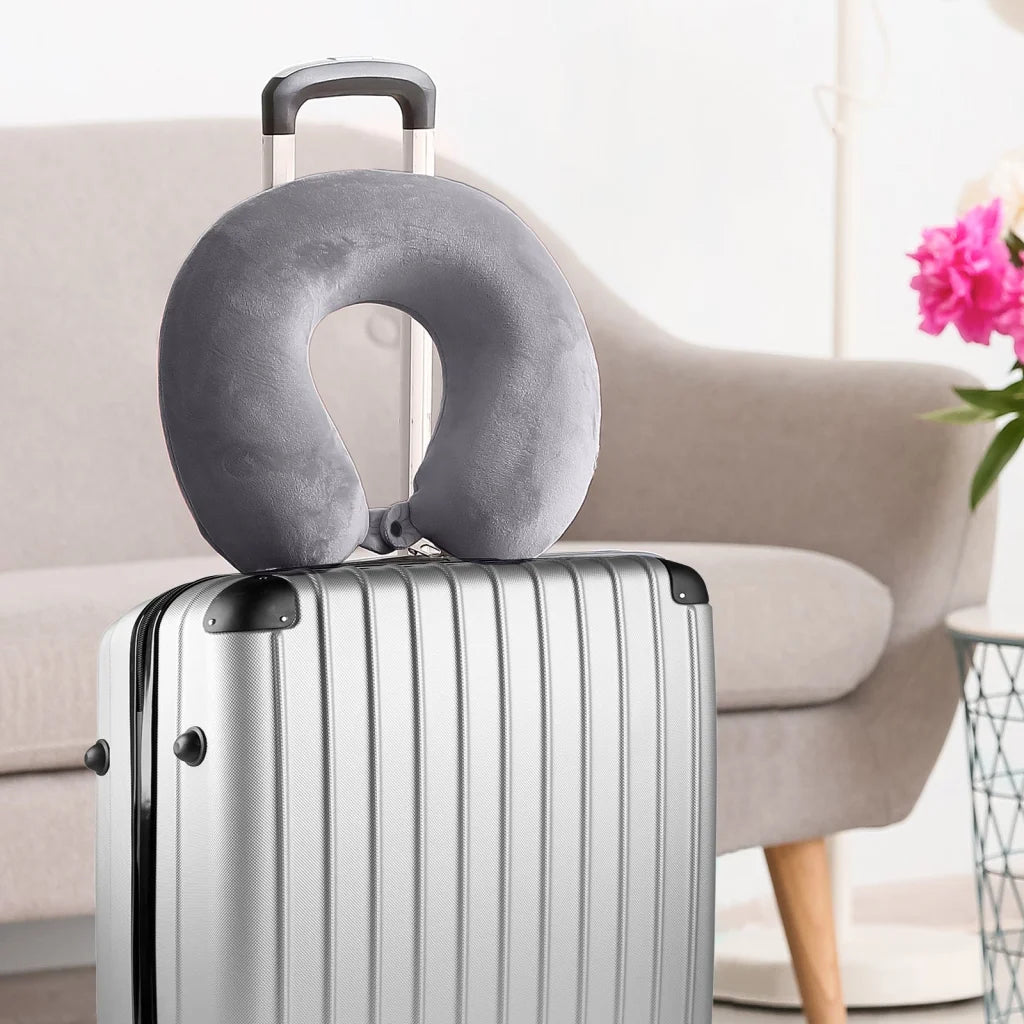 Milano Decor Memory Foam Travel Neck Pillow with Clip