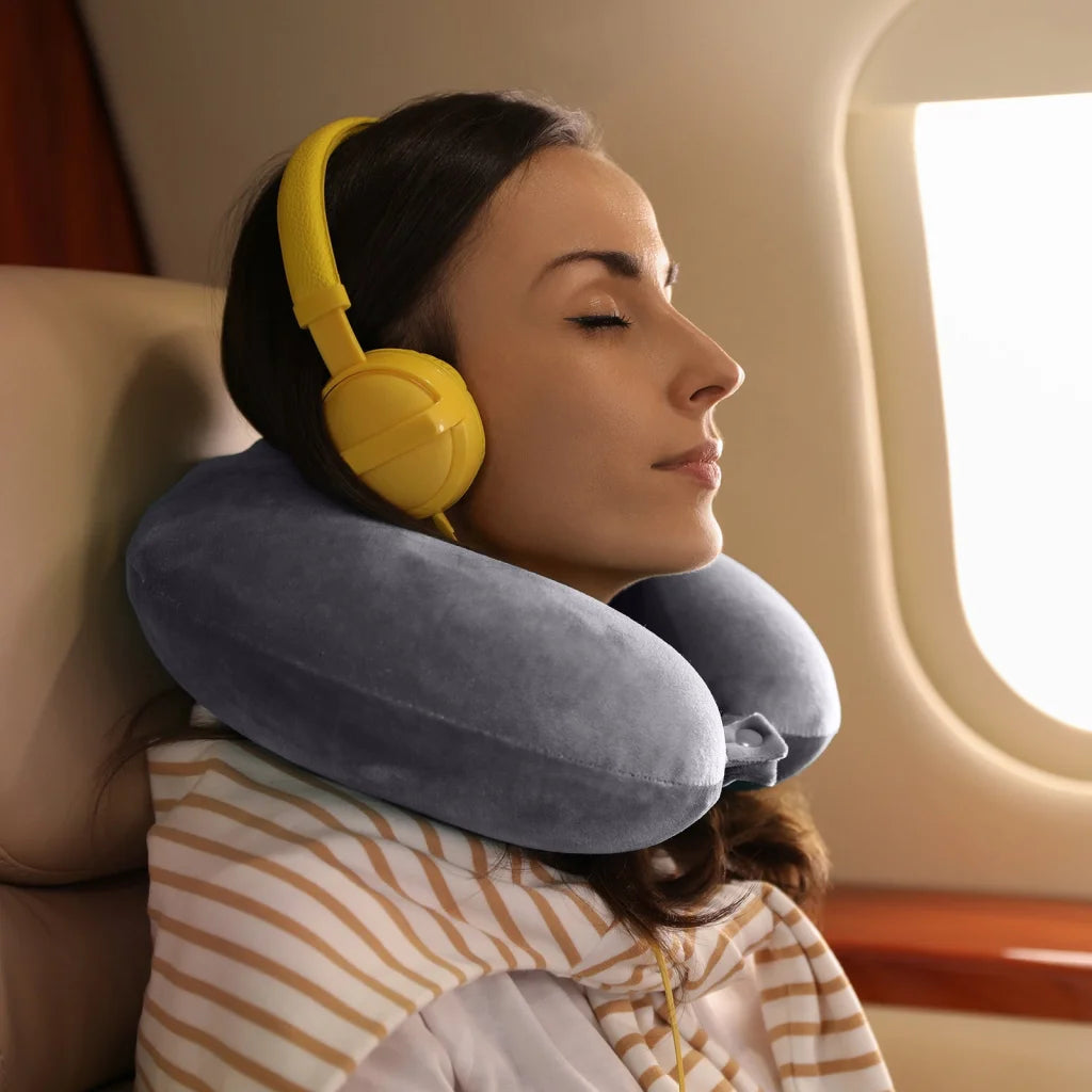 Milano Decor Memory Foam Travel Neck Pillow with Clip