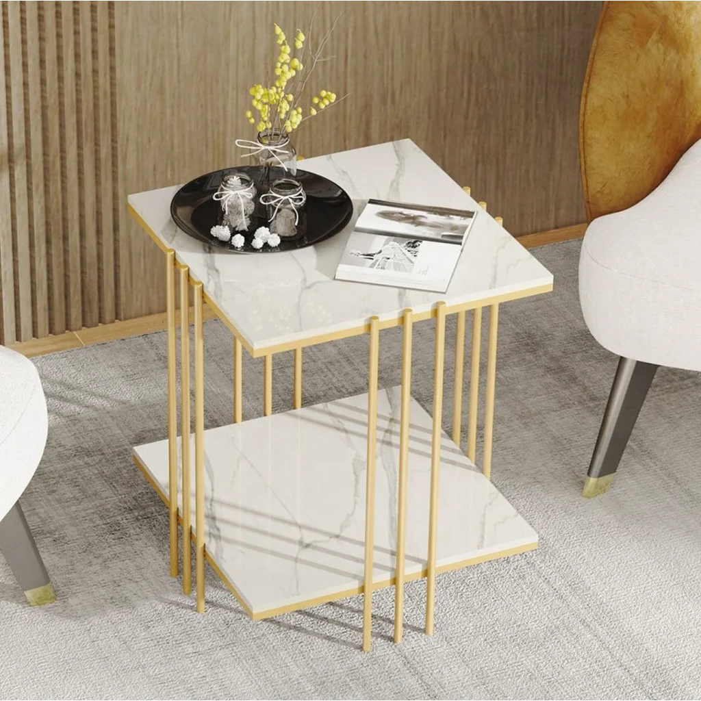 Milano Gold Square Side Table - Furniture