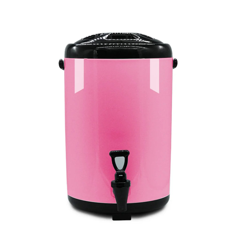 Milk Tea Barrel 8L Premium Stainless Steel Insulated Hot and Cold Beverage Dispenser Container with Faucet - Pink
