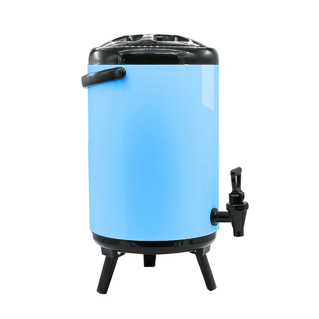 Milk Tea Barrel 8L Premium Stainless Steel Insulated Hot and Cold Beverage Dispenser Container with Faucet - Blue