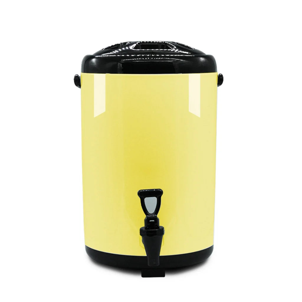 Milk Tea Barrel 8L Premium Stainless Steel Insulated Hot and Cold Beverage Dispenser Container with Faucet - Yellow