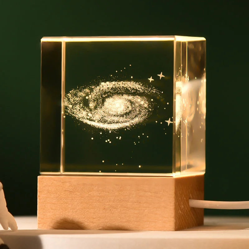 Milky Way Luminous 3D Crystal Cube Night Light - Laser
