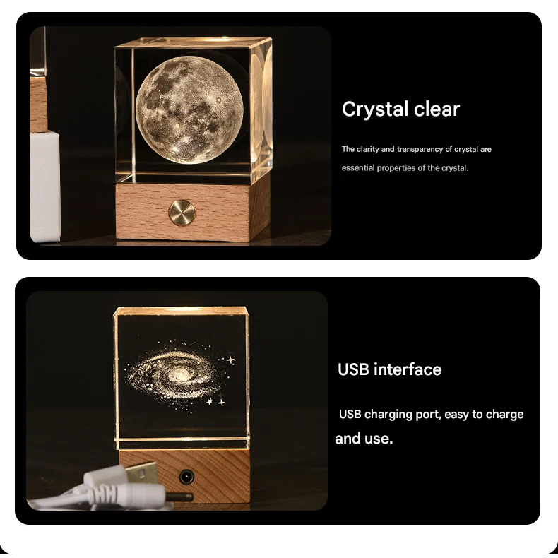 Milky Way Luminous 3D Crystal Cube Night Light - Laser