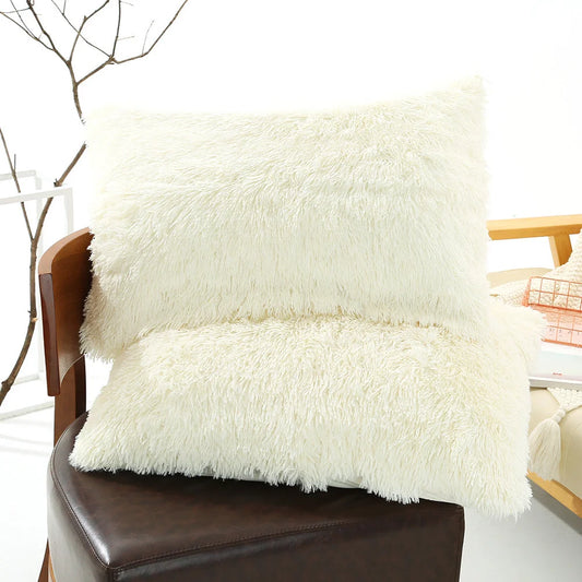 Milky White Faux Fur Pillowcase Set - Crystal Velvet Plush